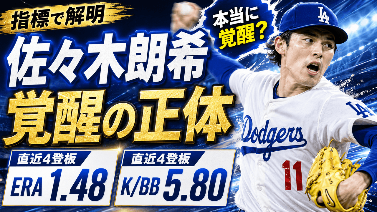 佐々木朗希 覚醒の正体 直近4登板ERA1.48 K/BB5.80 WHIP0.74 アドバンス指標分析